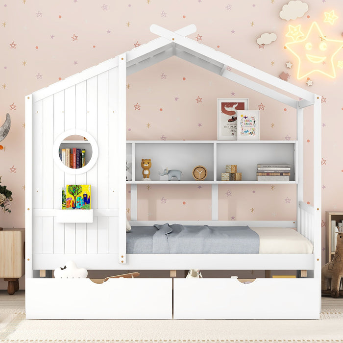 Modern Design House Bed With Storage Shelf