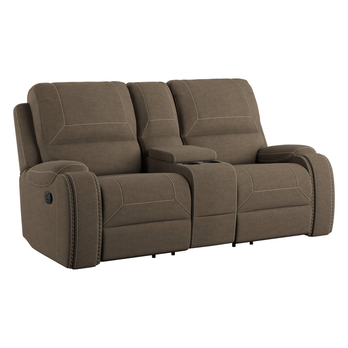 Adrian - Reclining Glider Console Loveseat - Walnut Brown