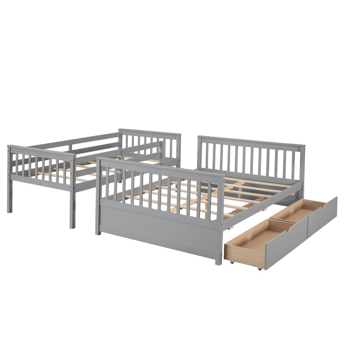 Bunk Bed With Ladders And 2 Storage Drawers