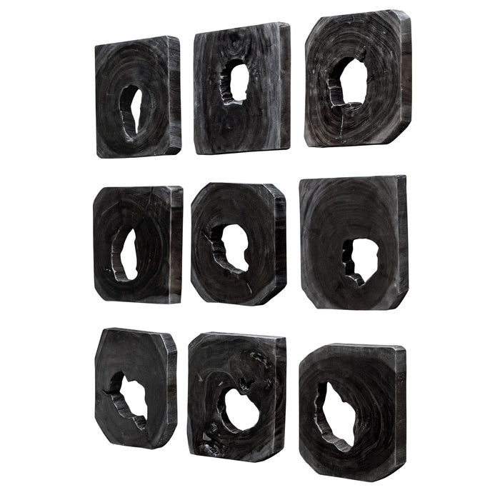 Bahati - Ebony Wood Wall Art (Set of 9) - Black