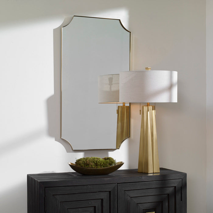 Lennox - Scalloped Corner Mirror - Brass