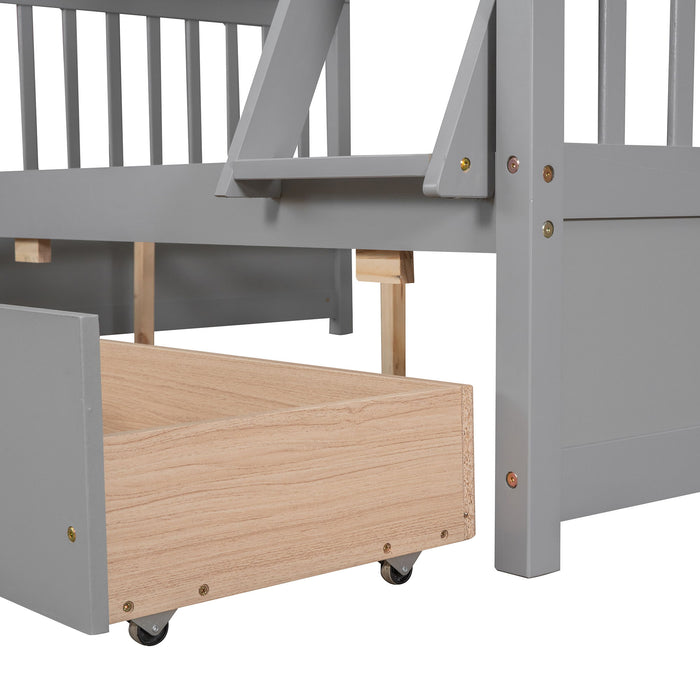 Bunk Bed With Ladders And 2 Storage Drawers