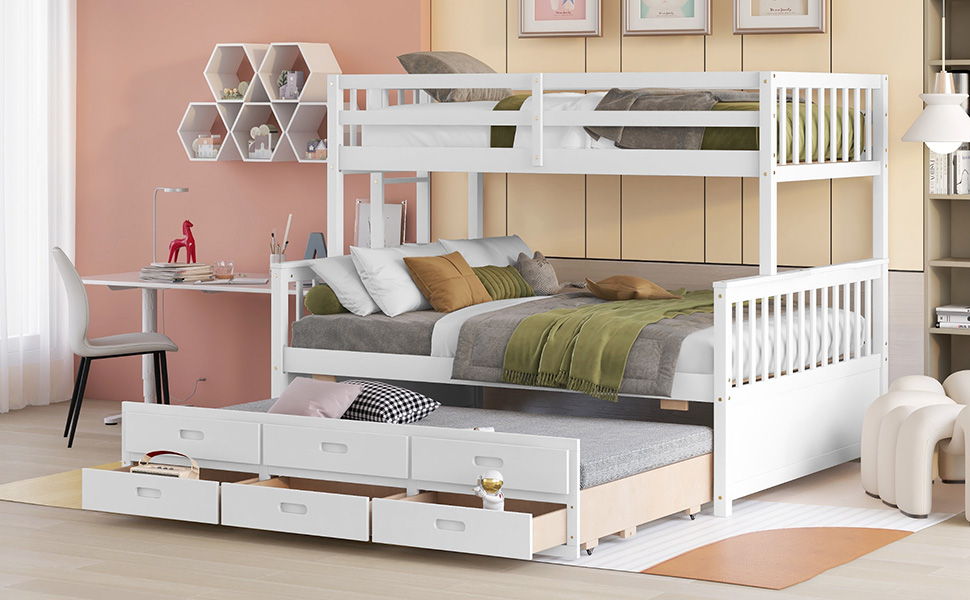 Bunk Bed With Twin Size Trundle And Drawers