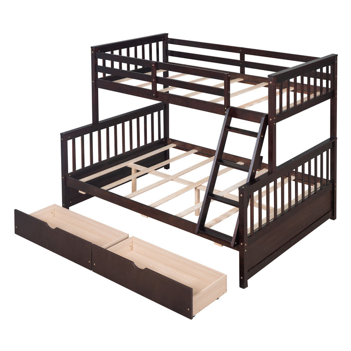 Bunk Bed With Ladders And 2 Storage Drawers