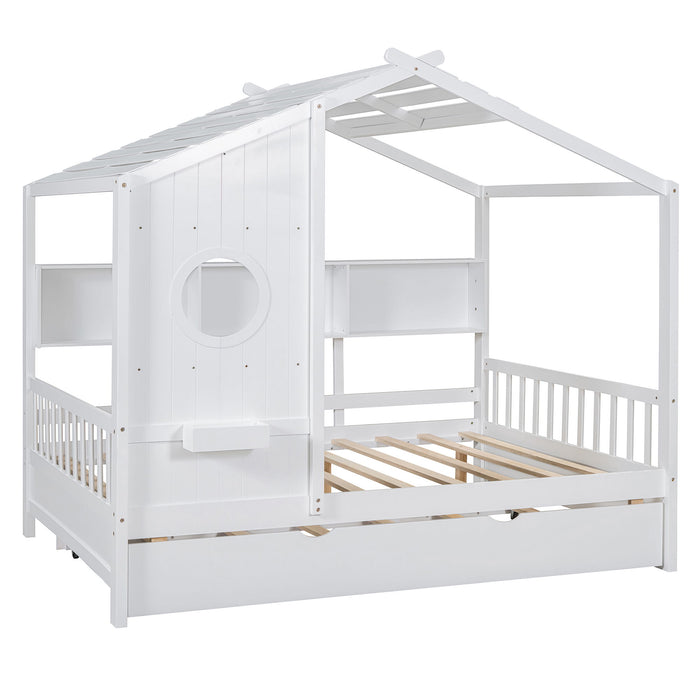 Modern Design House Bed With Storage Shelf