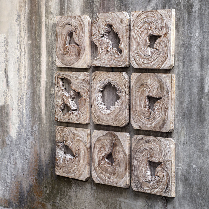 Bahati - Wood Wall Art (Set of 9) - Light Brown