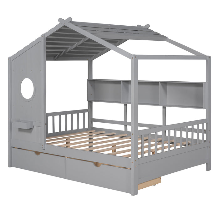 Modern Design House Bed With Storage Shelf
