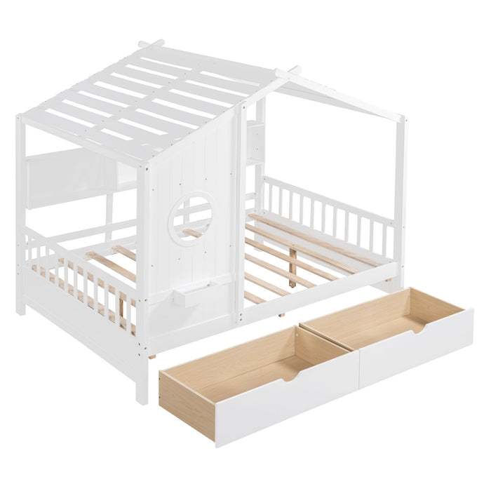 Modern Design House Bed With Storage Shelf
