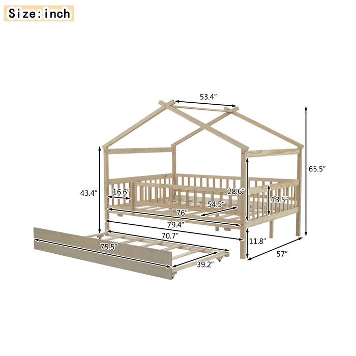 Creativity House Bed With Twin Size Trundle