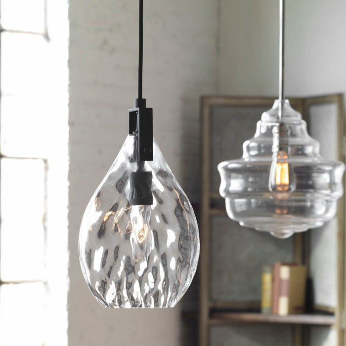 Campester - 1 Light Watered Glass Mini Pendant - Pearl Silver