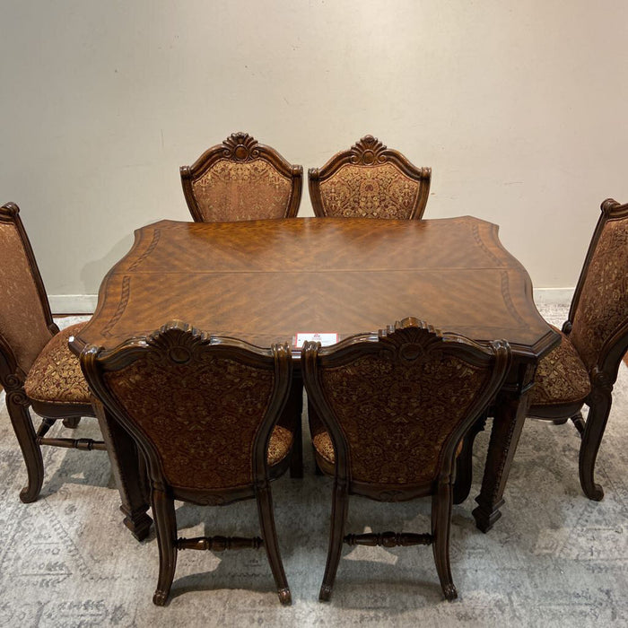 Dark Wood DR Table + 6 Chairs