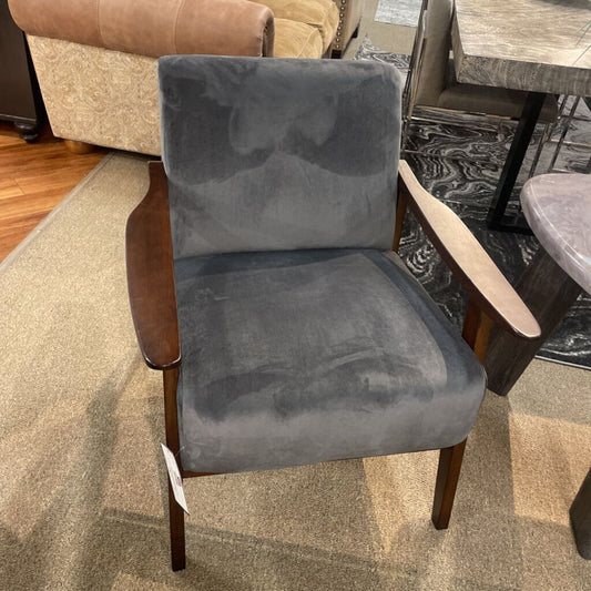 Carlson MCM Grey Velvet Chair (1032DG) (LMS)