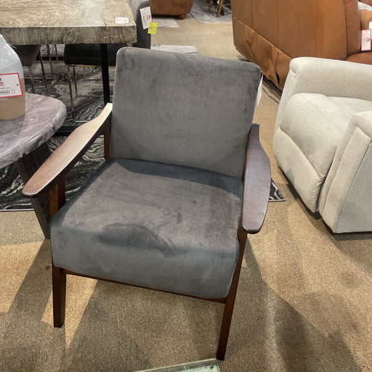 Carlson MCM Grey Velvet Chair (1032DG) (LMS)