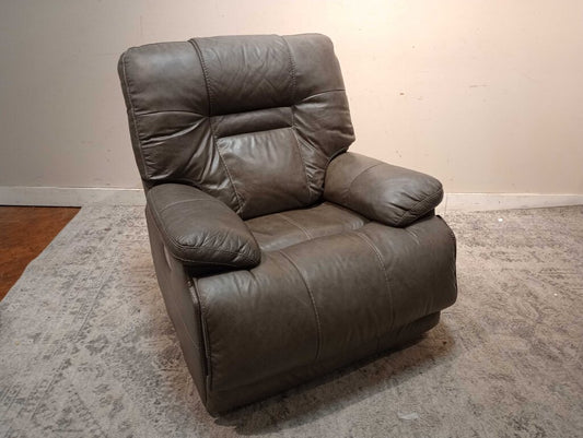 Grey Leather Electric Recliner