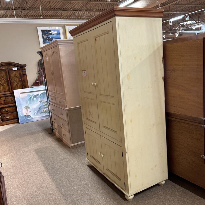 Brown Top Off White Tv Armoire (LTH)