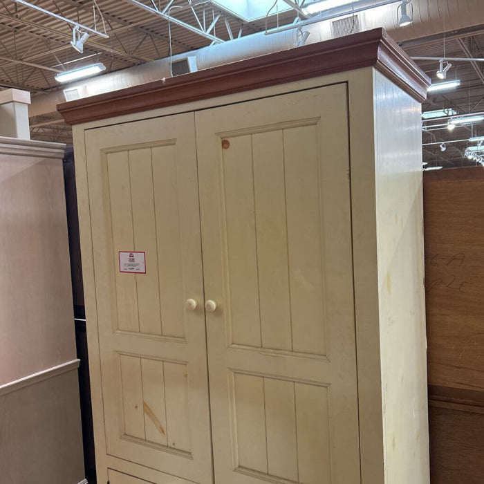 Brown Top Off White Tv Armoire (LTH)