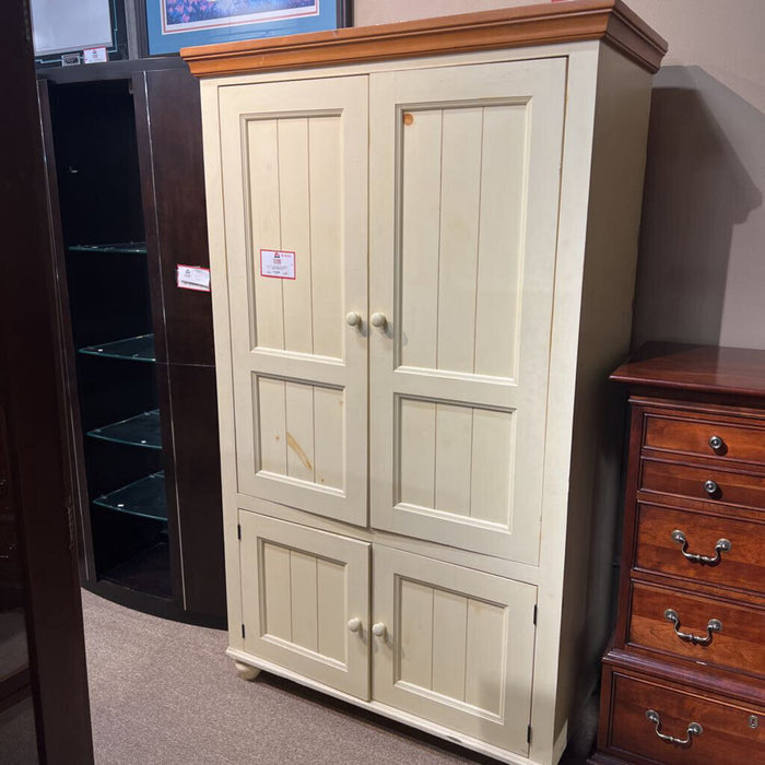 Brown Top Off White Tv Armoire (LTH)