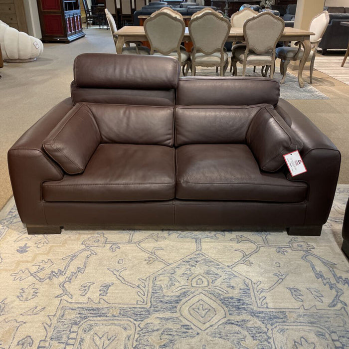 Brown Modern Leather Loveseat (LLKH)