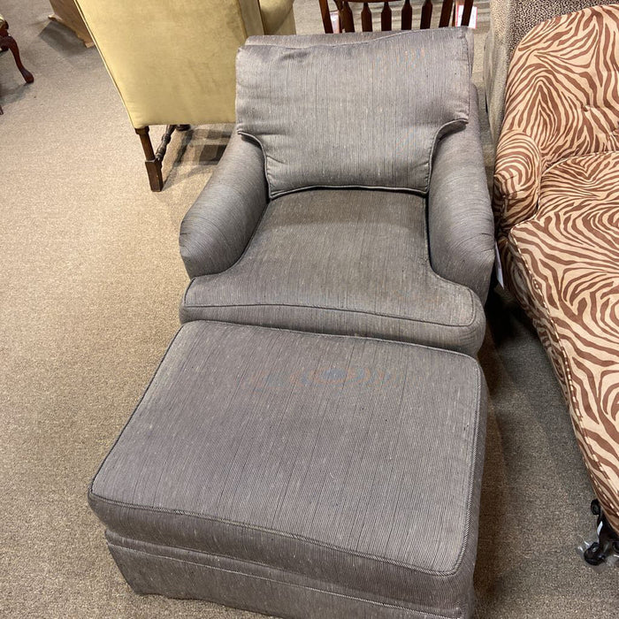 Striped Fabric Chair + Ottoman (LAH)