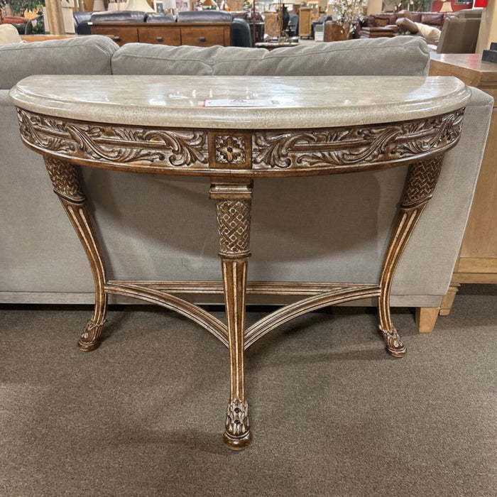 Marble Top Ornate Sofa Table (LAH)