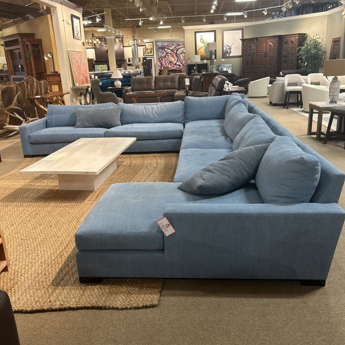 4 PC Large Blue Fabric Sectional (LAHH)