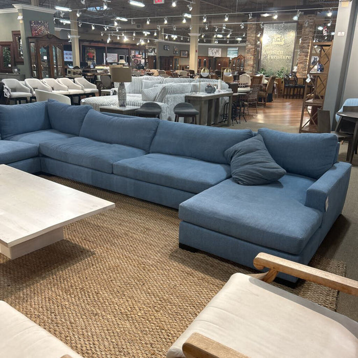 4 PC Large Blue Fabric Sectional (LAHH)