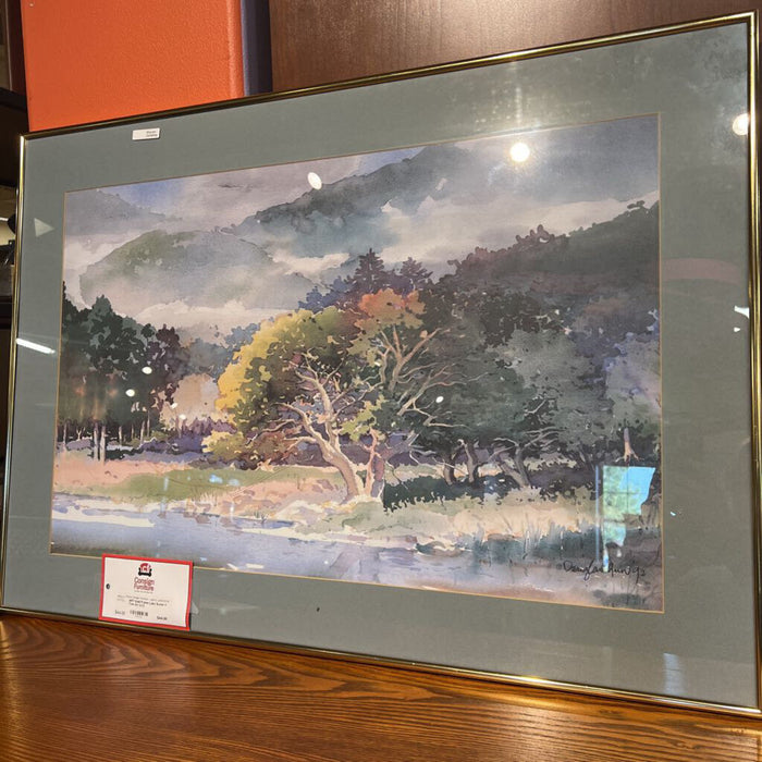 Gold Frame Lake Scene + Tree Art