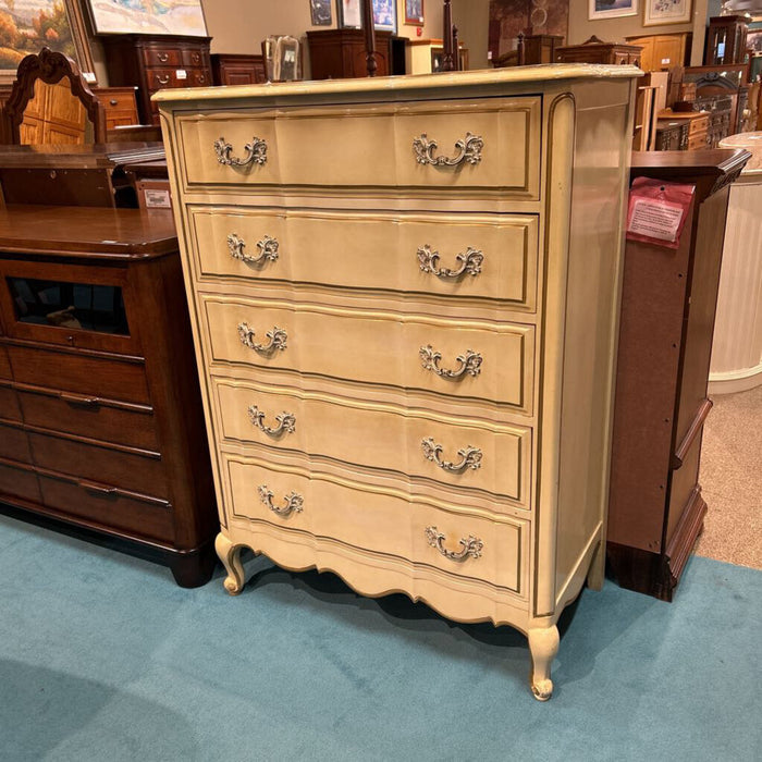 Ornate Off-White Tallboy Dresser