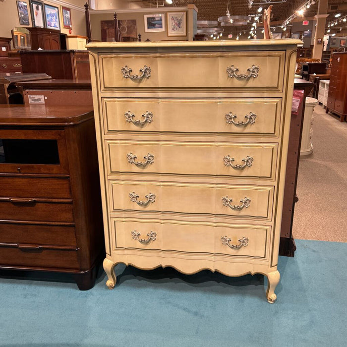 Ornate Off-White Tallboy Dresser