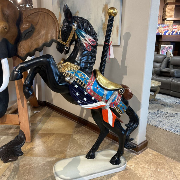 Black Carousel Horse + Base