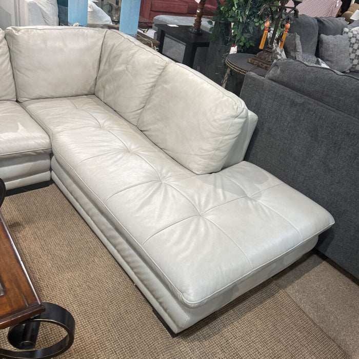 2 Pc Grey Leather Sectional