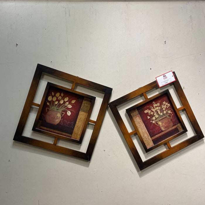 S/2 Floral + Bronze Frame Art