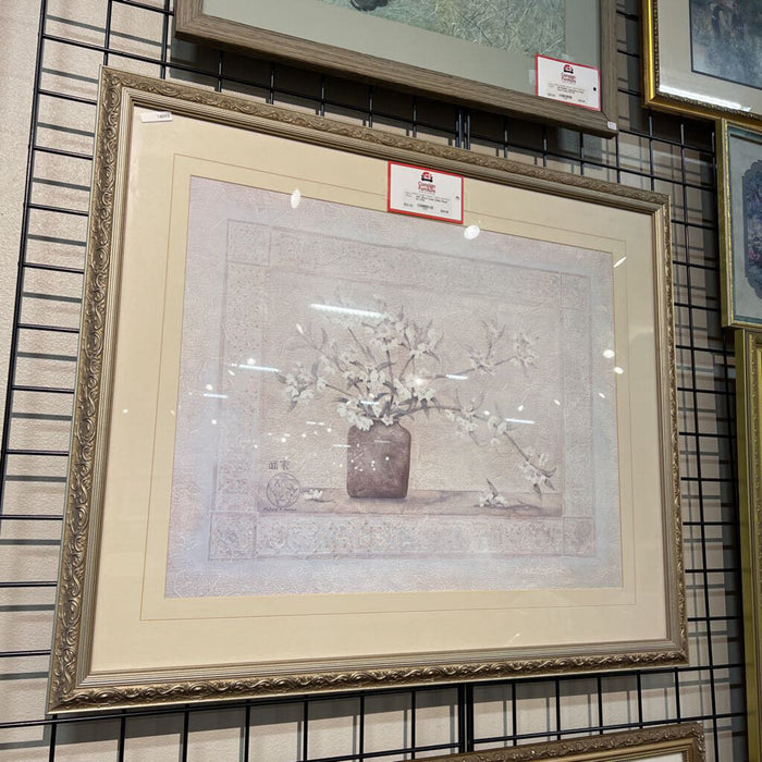 Silver Frame White Floral Art