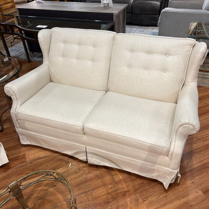 Ethan Allen Tufted Off White Fabric Sofa