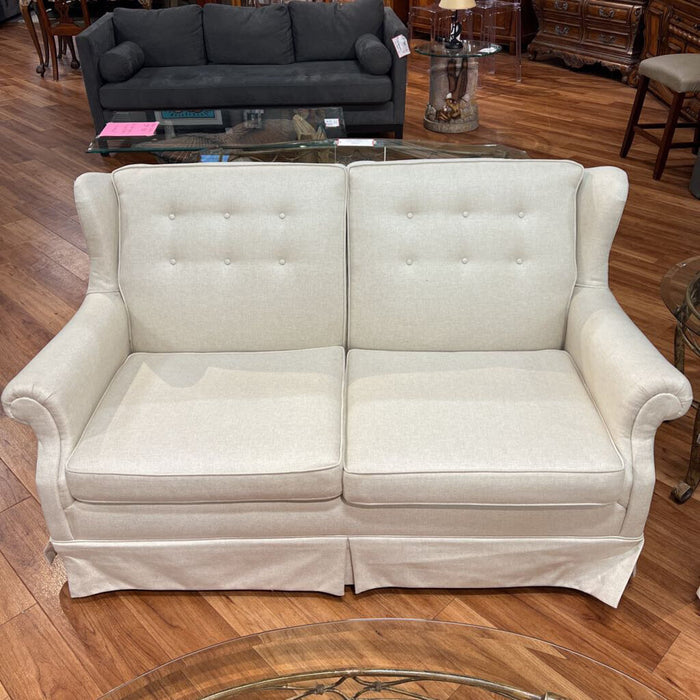 Ethan Allen Tufted Off White Fabric Sofa