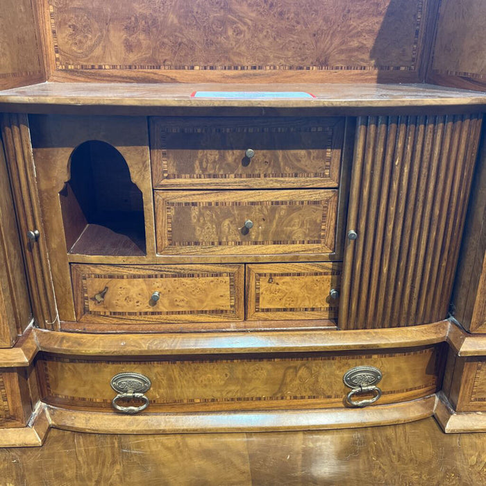 2PC Antique Desk + Leather Drawer