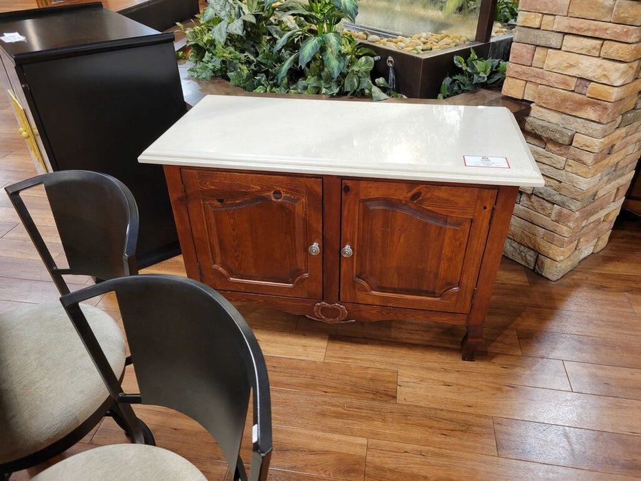 White Marble Top Accent Cabinet