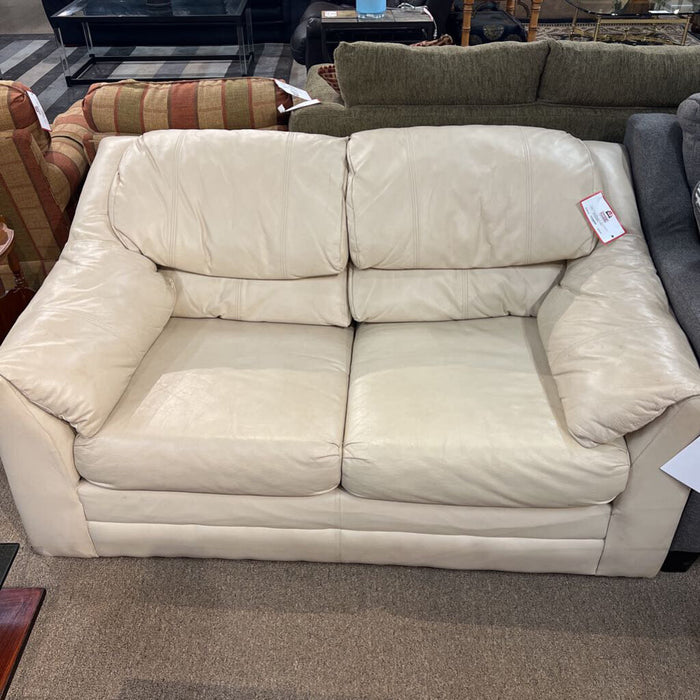 White Leather Loveseat