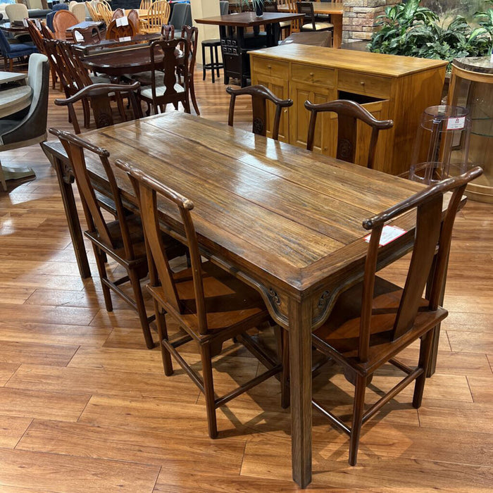 DR Oriental Wood Table + 6 Chairs