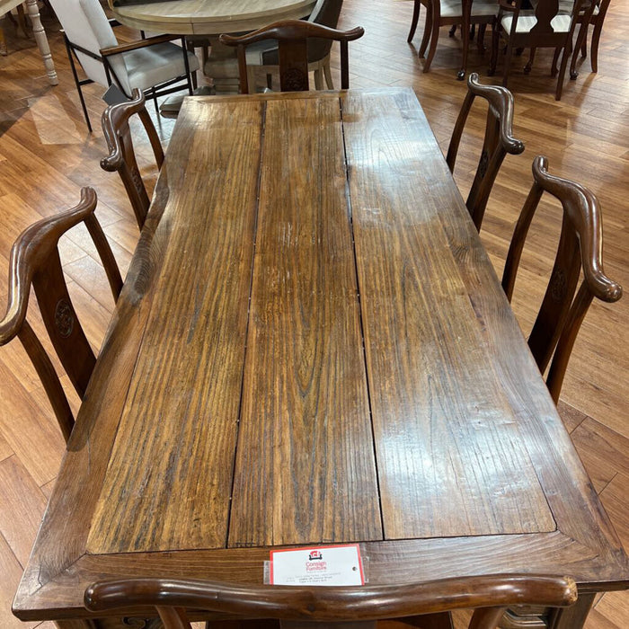 DR Oriental Wood Table + 6 Chairs