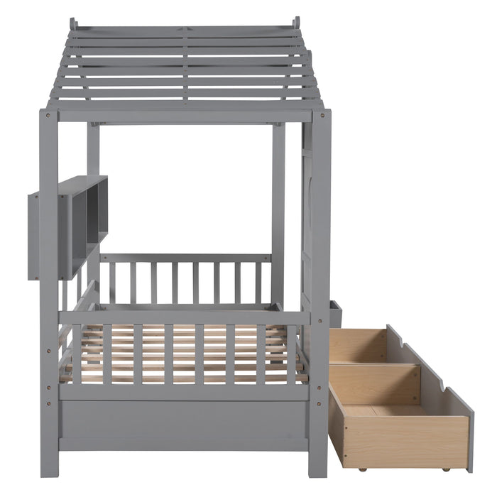 Modern Design House Bed With Storage Shelf