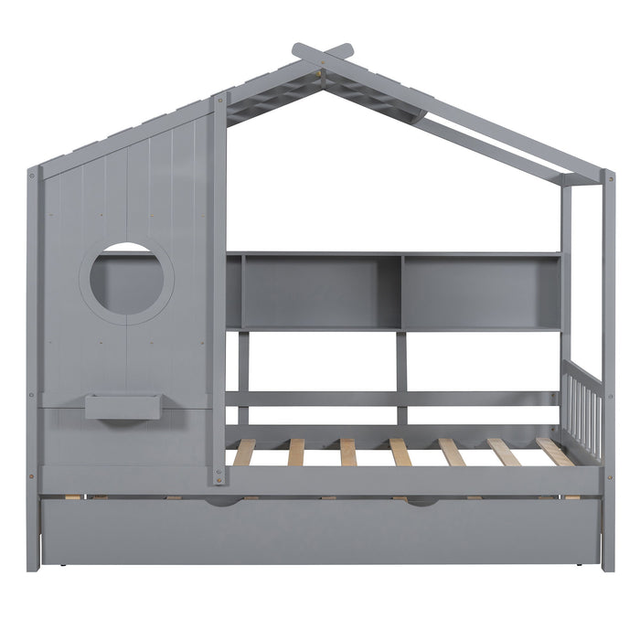 Modern Design House Bed With Storage Shelf