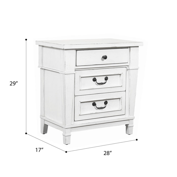 Stoney Creek - 3 Drawer Nightstand - Weathered White