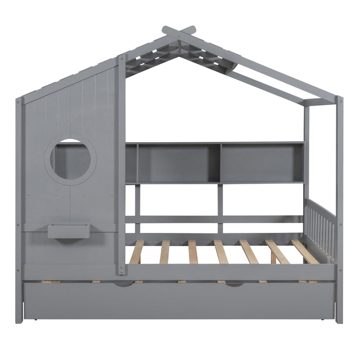 Modern Design House Bed With Storage Shelf