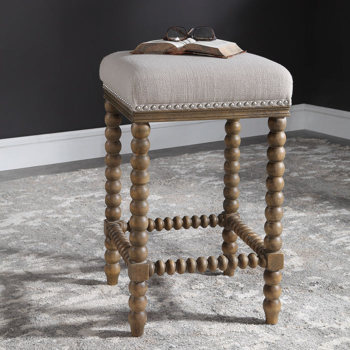 Pryce - Wooden Counter Stool - White & Light Brown