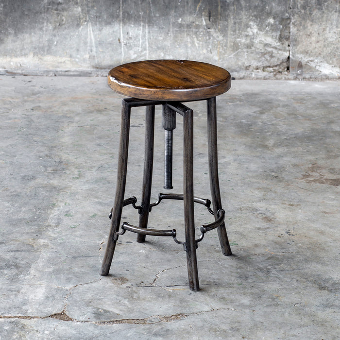 Westlyn - Industrial Bar Stool - Dark Brown & Black