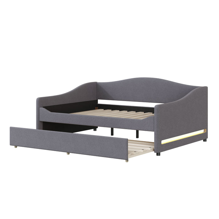 Upholstered Daybed With Light And Trundle