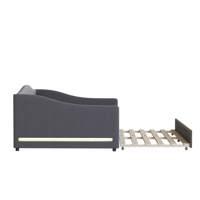 Upholstered Daybed With Light And Trundle