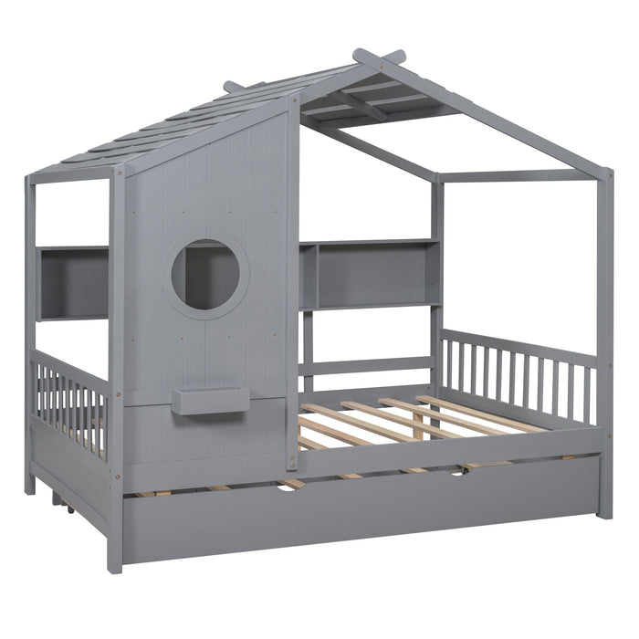 Modern Design House Bed With Storage Shelf
