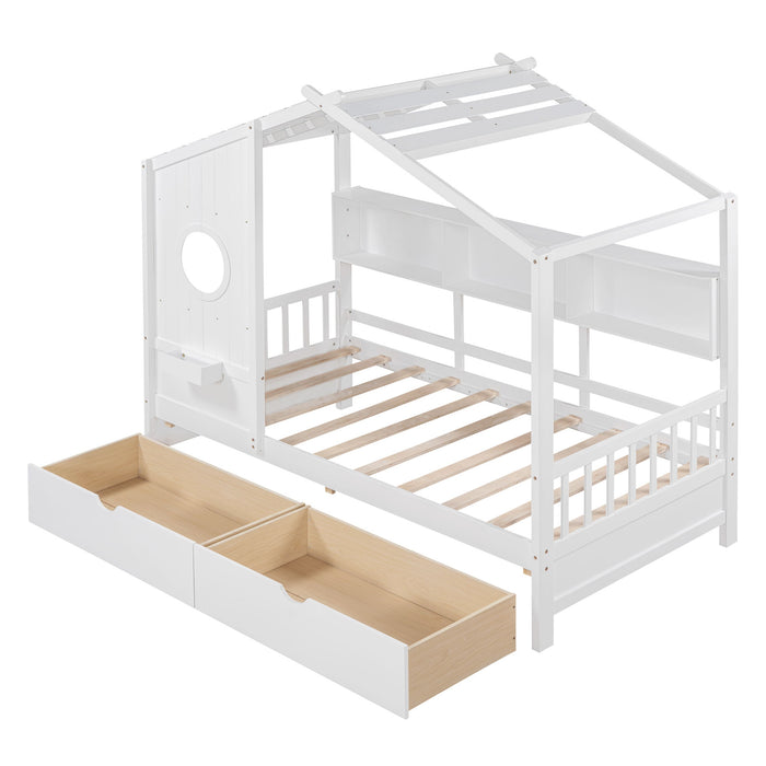 Modern Design House Bed With Storage Shelf
